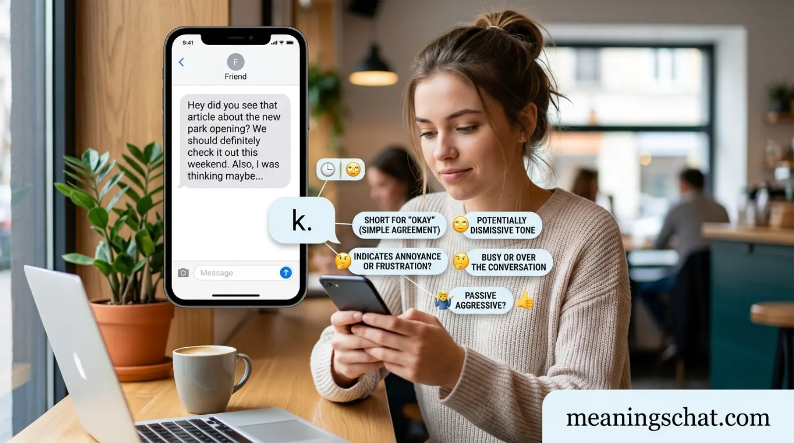 k meaning in text from a girl