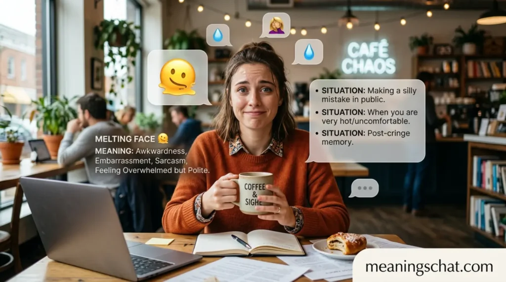 What Does melting face emoji mean in Text