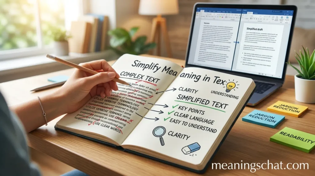 What Does Simplify Meaning in Text